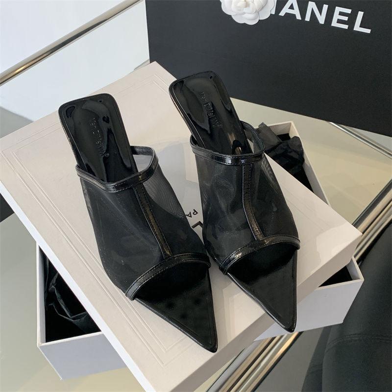 

Модные Новые Женские Остроносые Туфли-Лодочки из Сетки на Шпильке Однотонные С ремешками Мелкие на Тонком Каблуке Шлепанцы Пуловер Модная Обувь для Платья Zapatos De Mujer 40 чёрный