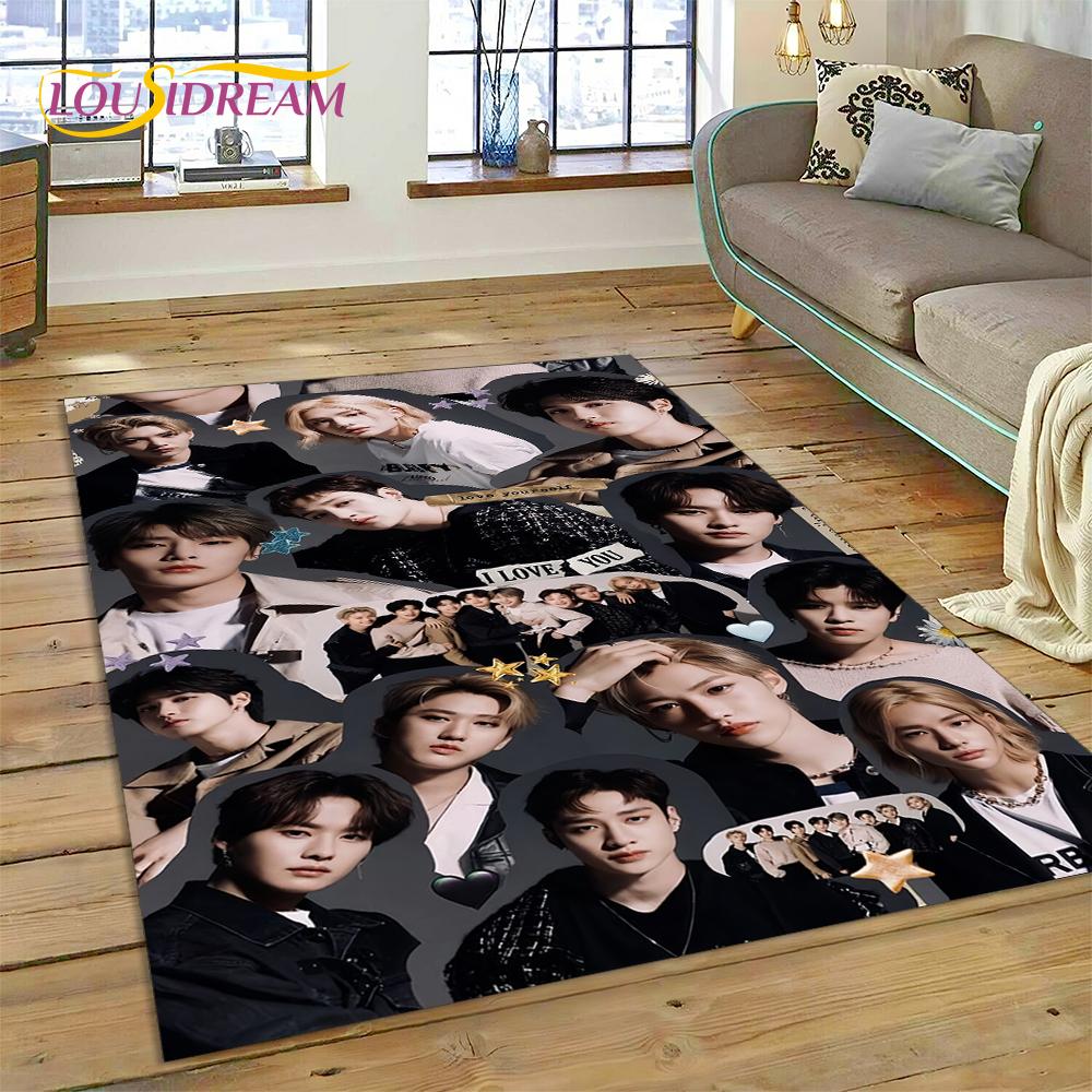 HD Korea Kpop Stray Kids 3D Singer Rug Carpet for Living Room Bedroom Home Decor,Floor Mat Non-slip Decoration for Sofa Doormat