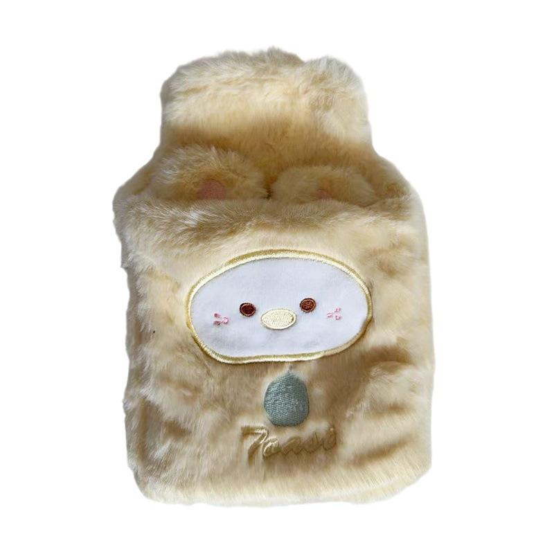

Plush Explosion-Proof Cartoon Hot Water Bottle and Faux Rabbit Fur Hand Warmer for Women 18x25 cm жёлтый