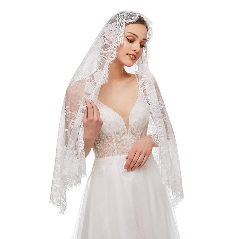 Lace Mantilla Veil Soft & Comfortable Exquisite Floral Design for Head Covering for Women Girls Church Veils for Chapels