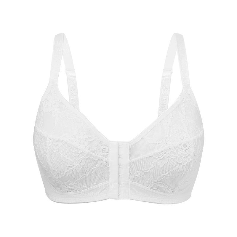 

Lace large size steel rimless front buckle underwear women s large size breathable collection breast large chest small women s thin bra 0XL белый