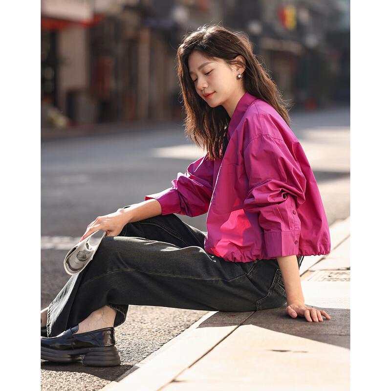 Demana Rose Purple Drawstring Hem Short Shirt M