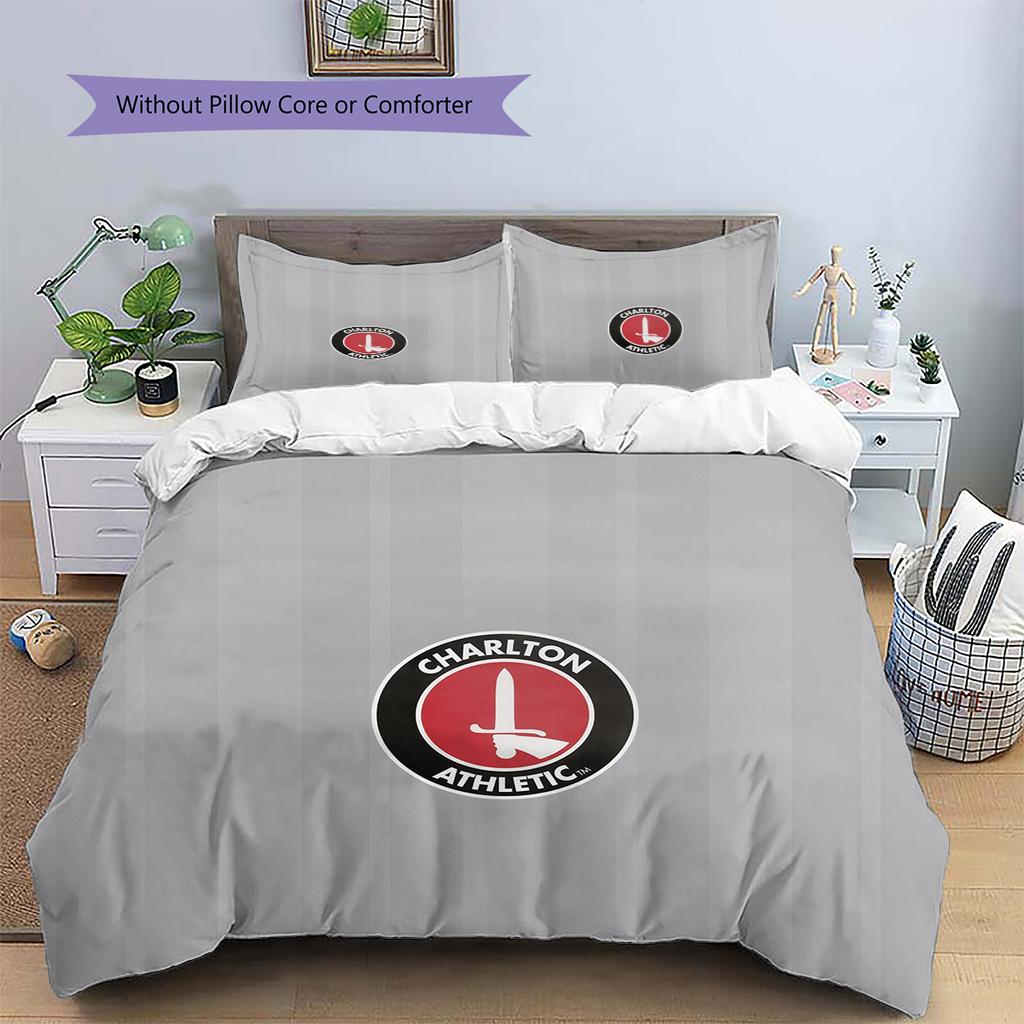 Charlton Athletic FC Set Copripiumino con Fantasia Decorazione per la Casa Regalo (1 * copripiumino + 2 * federe senza imbottitura)