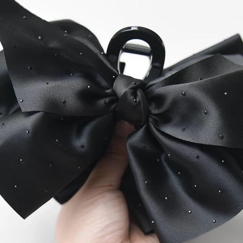Black Large Bow Hair Claw For Women Girls Elegant Temperament Ponytail Shark Clip Fashion Hair Accessories Gift