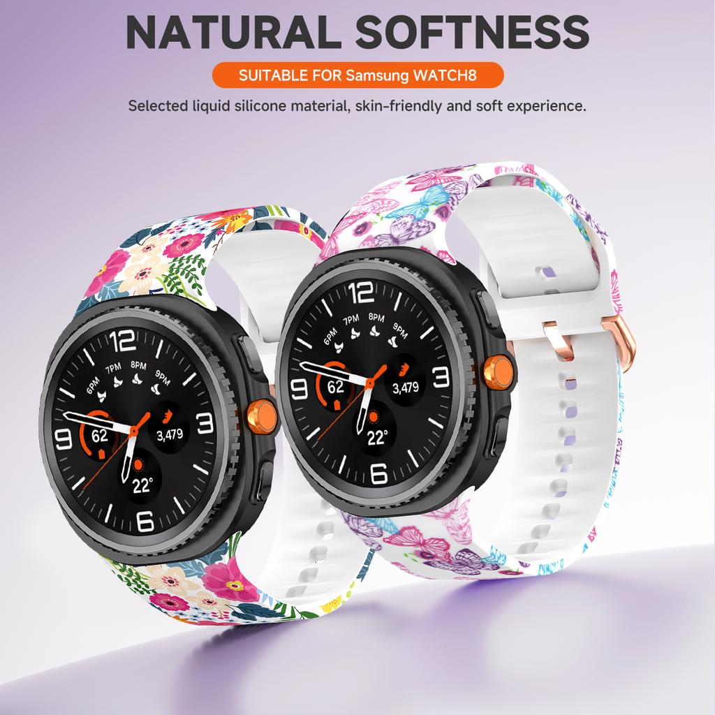 Printing Silicone Strap for Samsung Galaxy Watch 8 40mm 44mm/8 Classic 46mm Men Women Silicone Sport Strap For Galaxy Watch7 Ultra 47mm 2025 Wristband