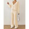 Women S Two Piece Set Long Sleeve Open Front Cardigan Wide Leg Pants Solid Color
