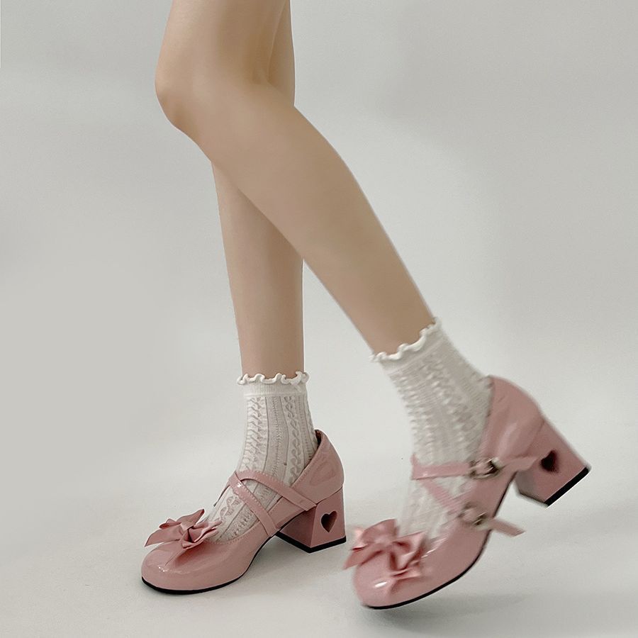 French round head heightening pink small fragrant Mary Jane small leather shoes women's summer 2025 new with skirt single shoes