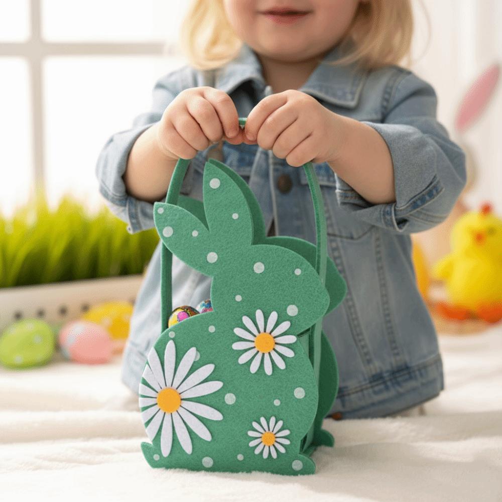 Eco Friendly Easter Gift Bag Felt Material 3D Bunny Bag Easter Rabbit Candy Tote Bag  Kids Favors