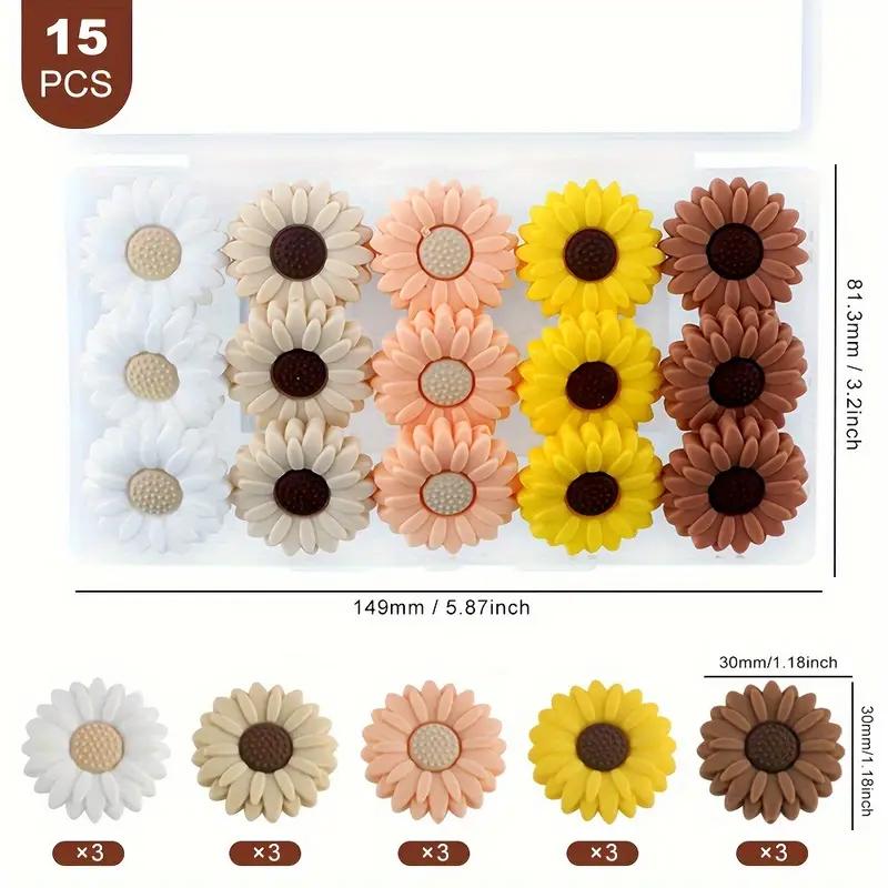 5/15PCS Multi-color Daisy Silicone Beads, 20mm, Suitable for DIY Pen Bead Bracelets, Necklaces, Keychain Accessories, Etc