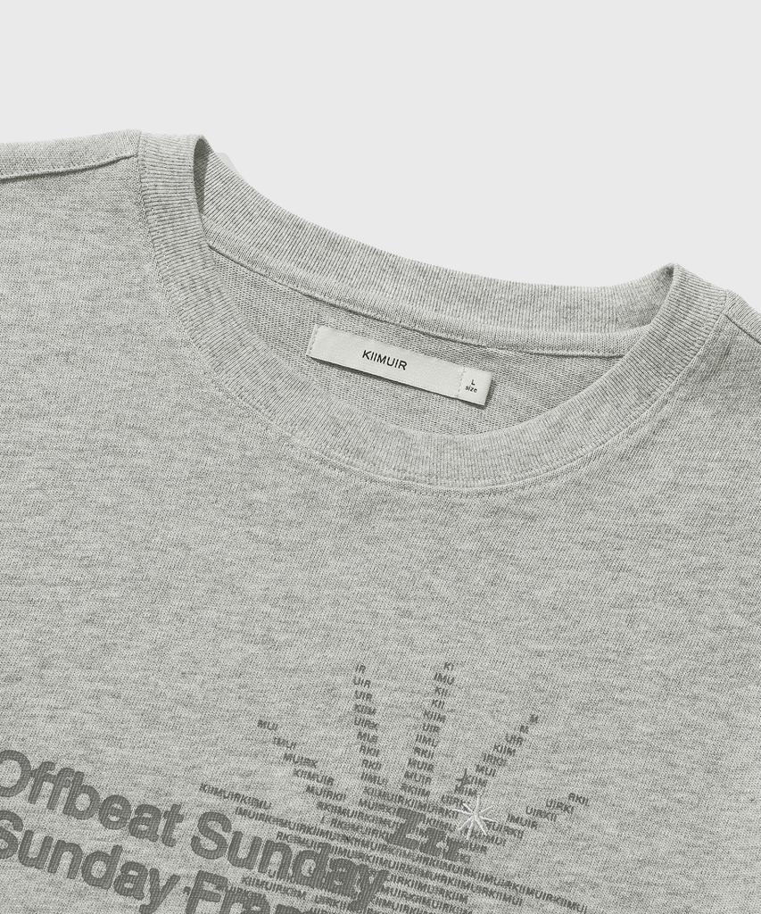 KIIMUIR [Crop] Offbeat Sunday Crop Short Sleeve T-Shirt_Melange Gray