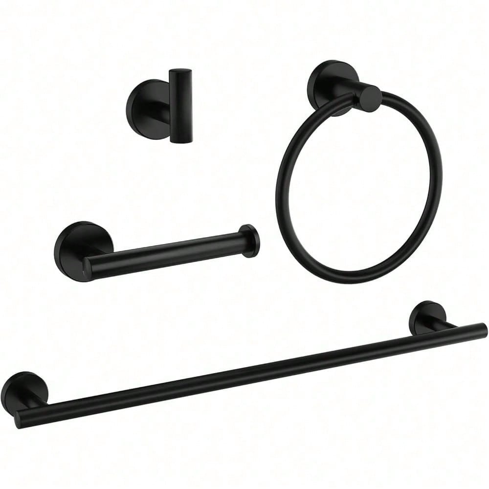 4-Piece Bathroom Hardware Set, Modern 24-Inch Towel Bar Set Wall Mounted, SUS304 Stainless Steel Bathroom Accessories Set