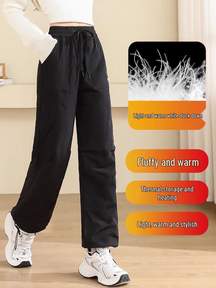 Women's 2025 Windproof Snow Pants: Cold-Proof, Thickened, Ski-Ready Down Pants for -40°C Winter Weather