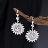 French Style Sunflower Zircon Earrings - Elegant Round Design for Weddings & Christmas Gifts