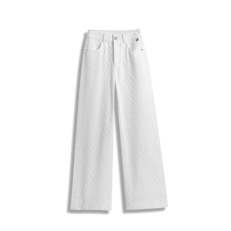 European Jacquard Blue Wide-Leg Jeans - Spring/Summer Casual Straight-Leg Pants XL