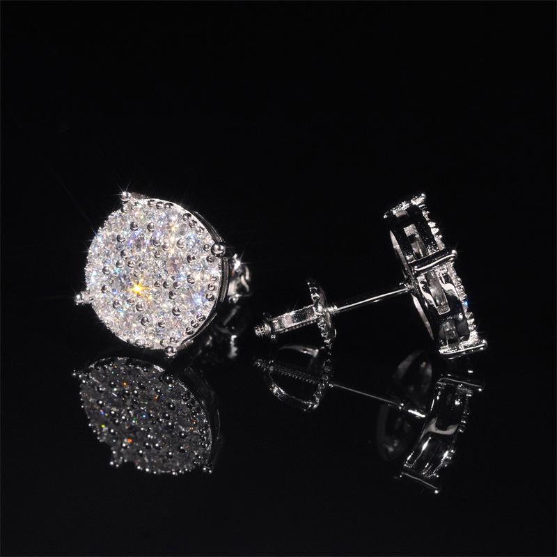 Full Moissanite D Color  Women's Men Hip-hop Earrings 925 Silver Screw Ear Stud High Quality Fine Jewelry for Women  Gift