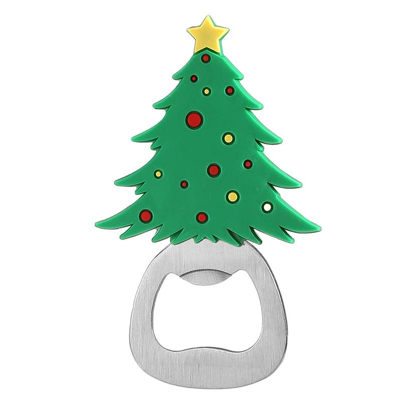 Christmas Pattern Bottle Opener Santa Snowman Elk Beer Eagle Silicone Stainless Steel Beer Openers Refrigerator Magnet Opener