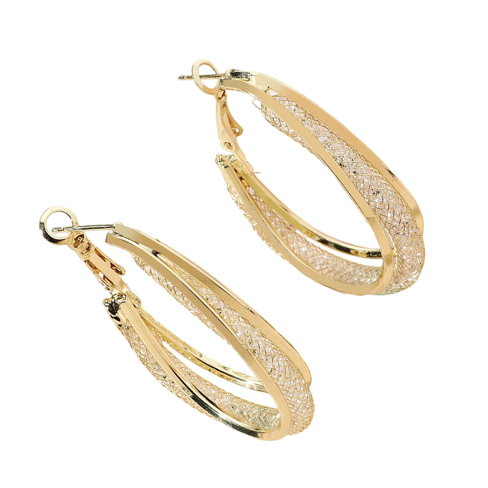 

Элегантный сетчатый дизайн Большие серьги-кольца Привлекательные большие сетчатые серьги-кольца для молодых людей Нежные круглые украшения для ушей B2