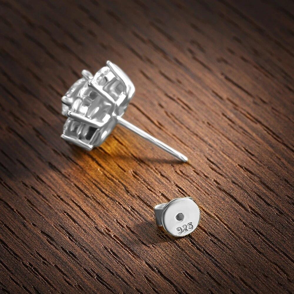 D Color VVS1 All Moissnaite Diamond Earring for Women 925 Sterling Sliver Plated 18k White Gold Stud Ear Wedding Fine Jewelry