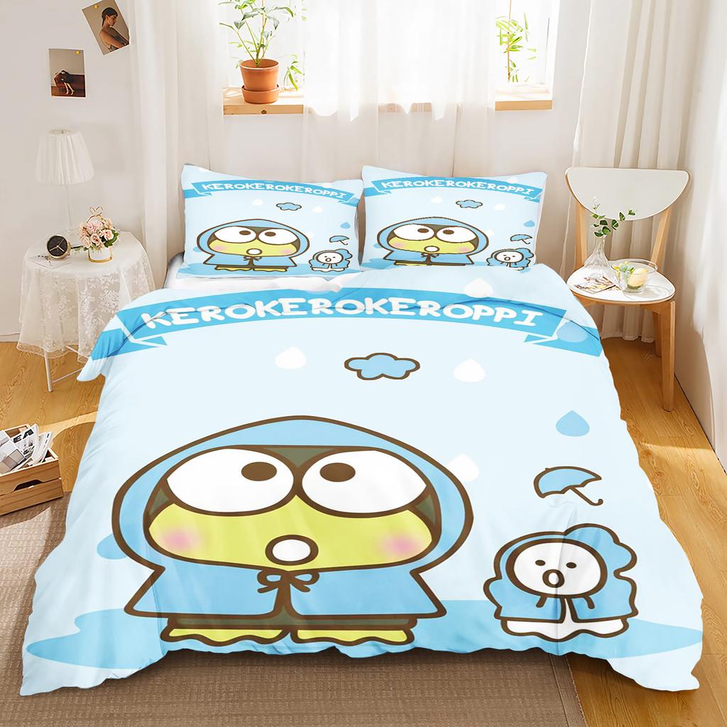 Keroppi Cartoon Quilt Cover Cute Big Eyed Frog Printed Soft Bedding Custom Made Home Baby Bedroom Comforter Children Gift