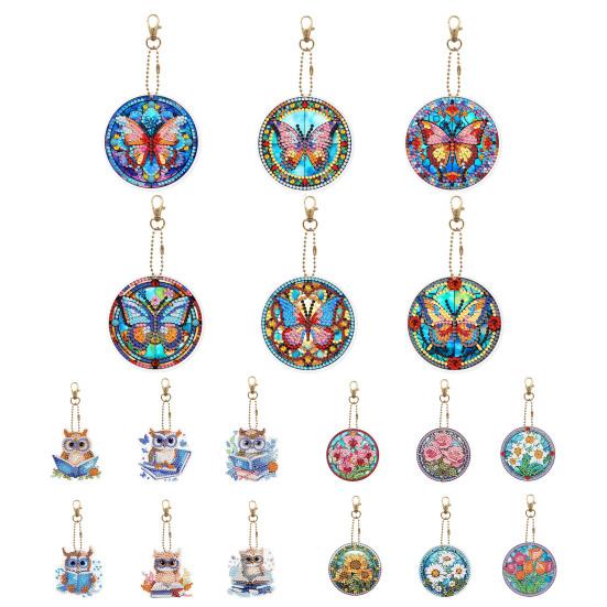 6Pcs Diamond Painting Keychain Cartoon Double Sided Diamond Painting Handmade Gift DIY Lovers Backpacks Walls Windows Decoration