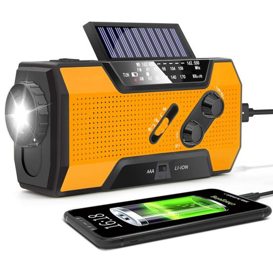Emergency Crank Weather Solar Panel NOAA/FM/AM Radio with Portable Survival Radio Large Decibel