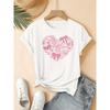 European Size Pink Bowknot T-Shirt - Summer Short Sleeve Round Neck Blouse with Heart & Bow Top, Casual Korean Style Outfit