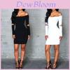Summer Autumn Women Sexy Pure Off Shoulder Knitting Mini Dress For Effortless Style