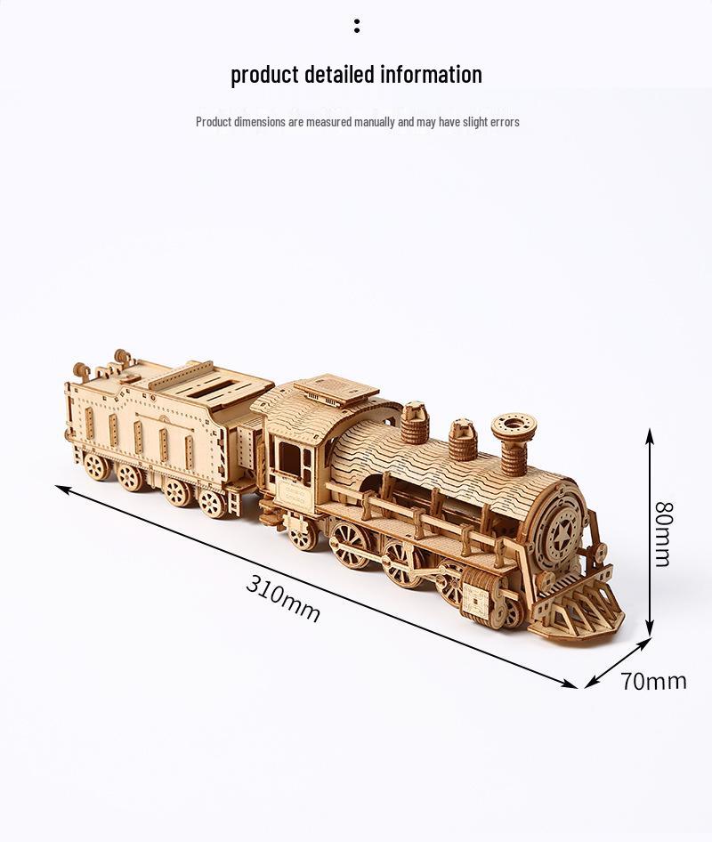 Deluxe 3D Wooden Train Puzzle Toy - Educational DIY Assembly Ornament