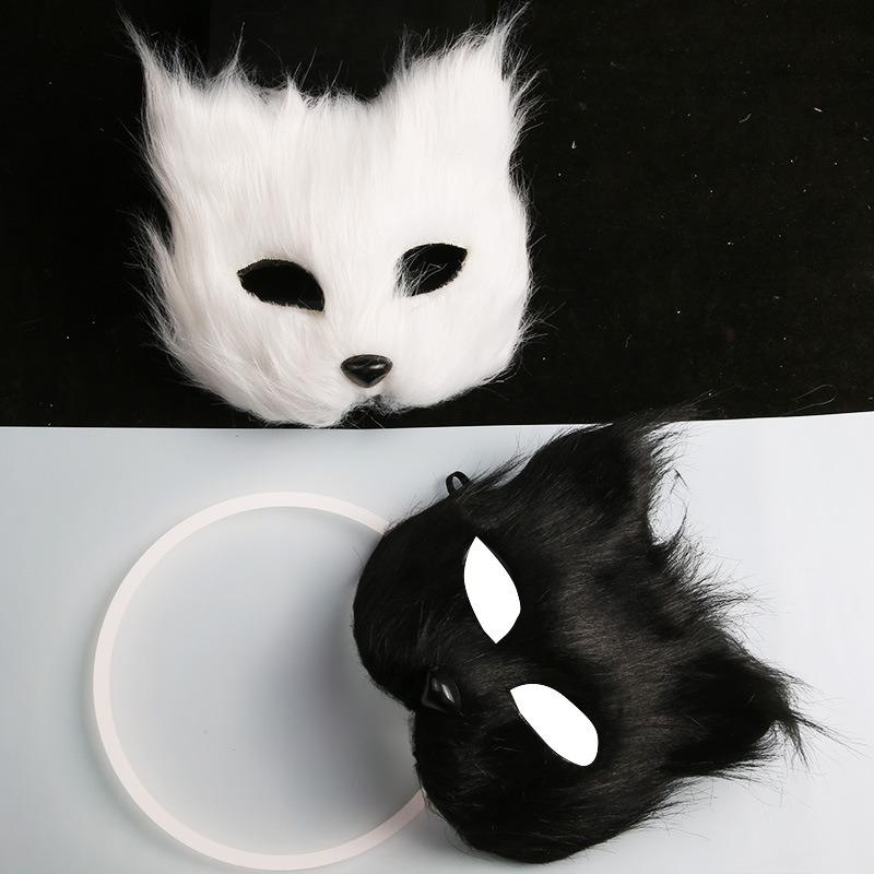 Furry Fox Shape Face Mask Animal Cat Hair Halloween Cosplay Carnival Party Mask Masquerade Props Head Cover Sexy Imitation Toys