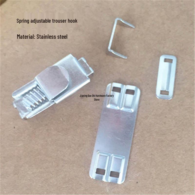 

Four-Piece Adjustable Stainless Steel Trouser Hook Set - Rust-Proof Silver-White Waist Adjustment for Suit Trousers. Silver Stainless Steel Material