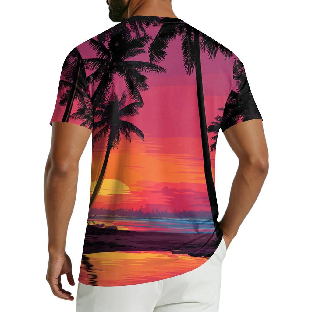 Men's Casual Hawaiian Print Short-Sleeve T-Shirt