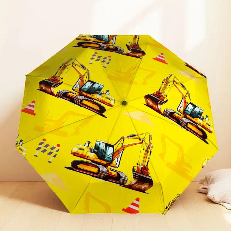 

1pc Excavator Pattern Pattern Umbrella Design Automatic Opening and Closing Umbrella, High-quality Travel Umbrella, c1128142