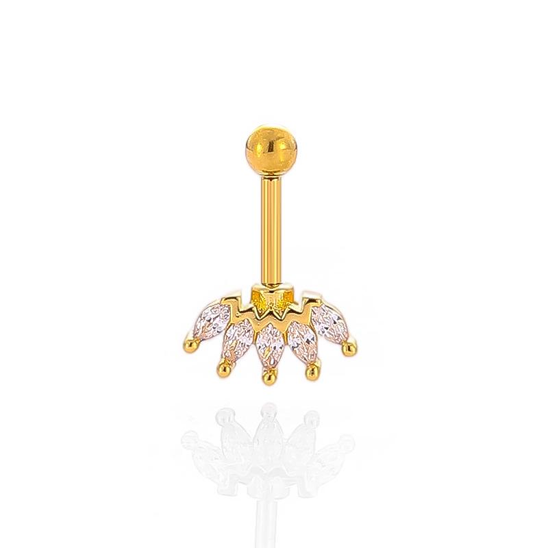 Elegant Zircon Crown Stud: Double-Ended 1.2mm Screw Post with Flower Design.