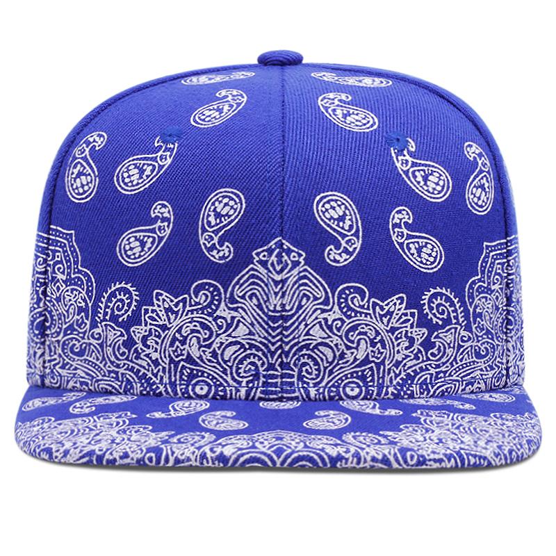 Herrenmode Hip Hop Vintage Verstellbare Kappe Cashew-Nuss-Blumen-Aufnäher Snapback-Kappe Unisex Outdoor-Sonnenschutz Cowboyhut Adjustable blue