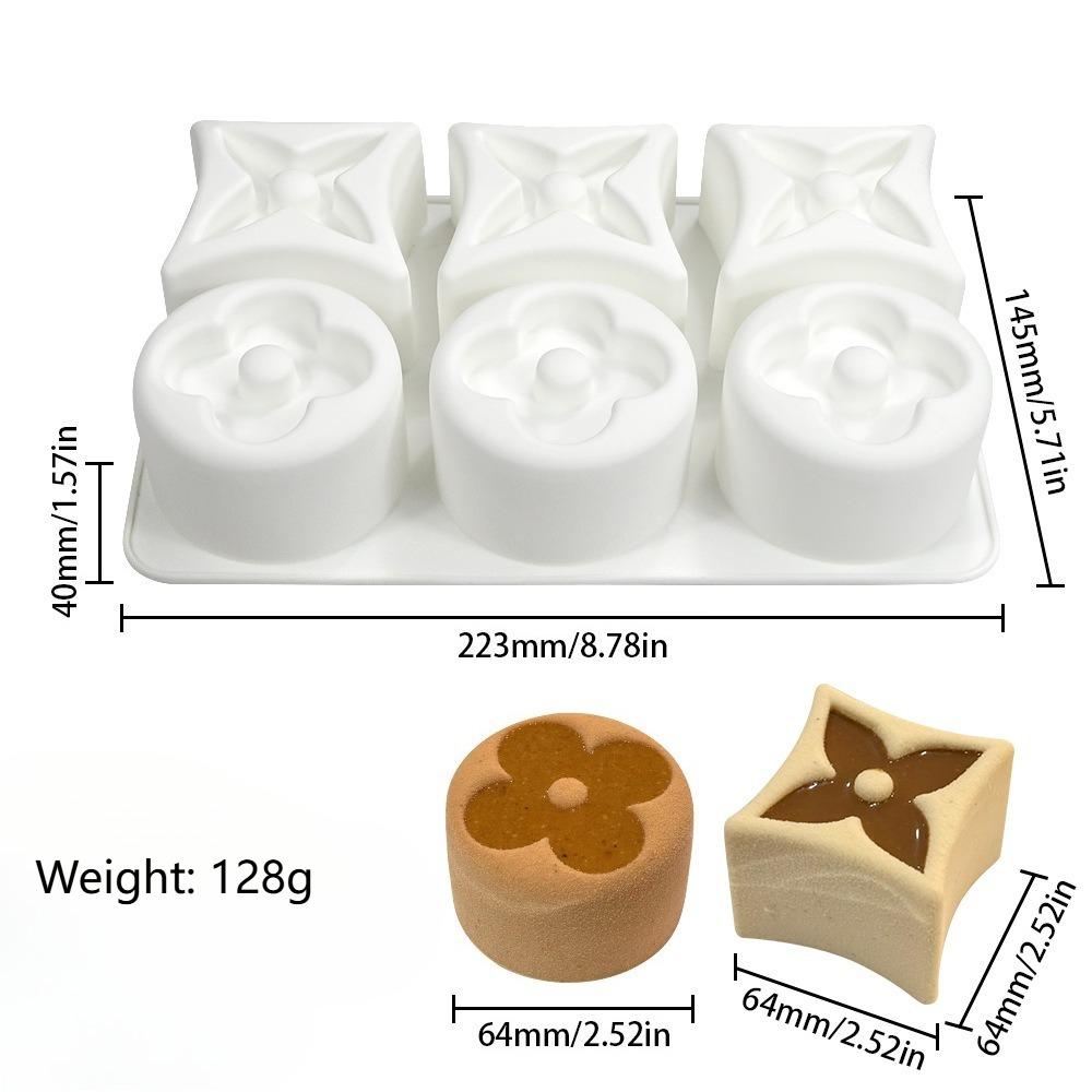 6 Cavity 2 In 1 Round Clover Mousse Cake Mold Chocolate Silicone Mold Soap Mold DIY Pastry Decoration Kitchen Bakings Supplies