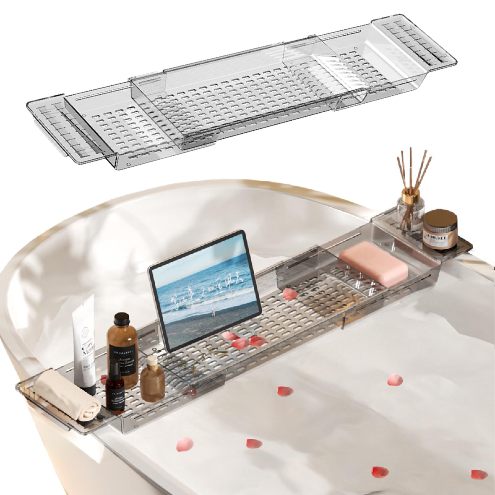 

Bathtub relaxing bath available in 3 with surface [SILURE] tray, plate, YUITA, 56.5-80cm, colors, anti-slip (gray) серый