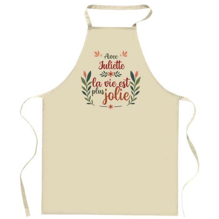 Tablier de cuisine - Juliette la vie est plus jolie - Impression bretonne - Coton résistant - Fabrication en France