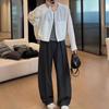 Women's Plus Size Gray High-Waist Wide-Leg Suit Pants - Autumn 2025 Arrival