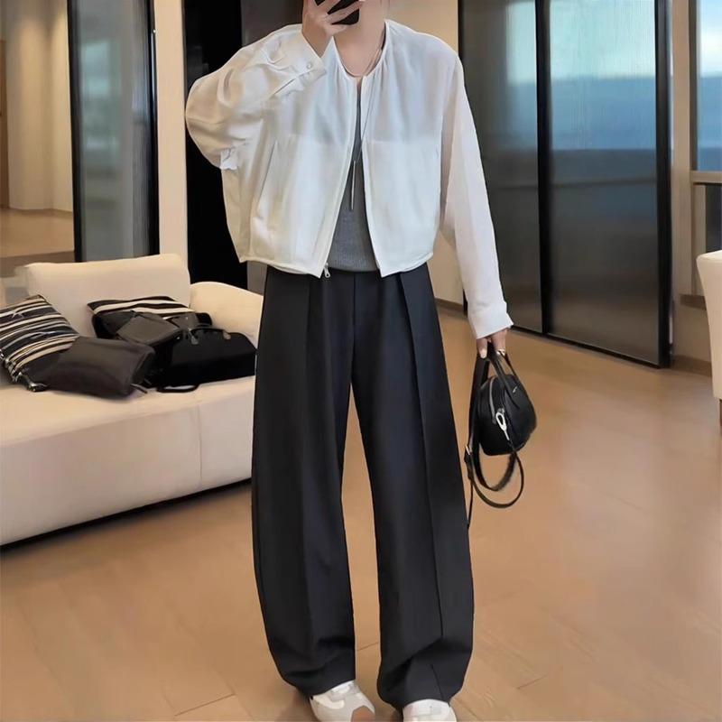 Women's Plus Size Gray High-Waist Wide-Leg Suit Pants - Autumn 2025 Arrival