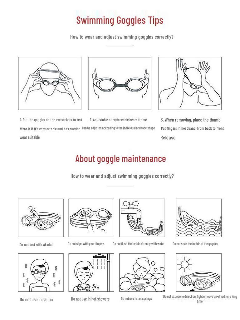 High-Definition Waterproof Anti-Fog Prescription Swimming Goggles for Adults