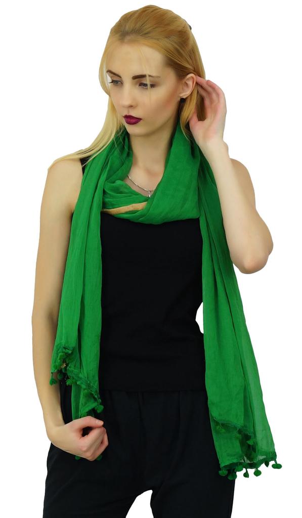 Stola aus Chiffon-Mischung, indischer langer Dupatta Chunni-Nackenwickelschal mit Quaste