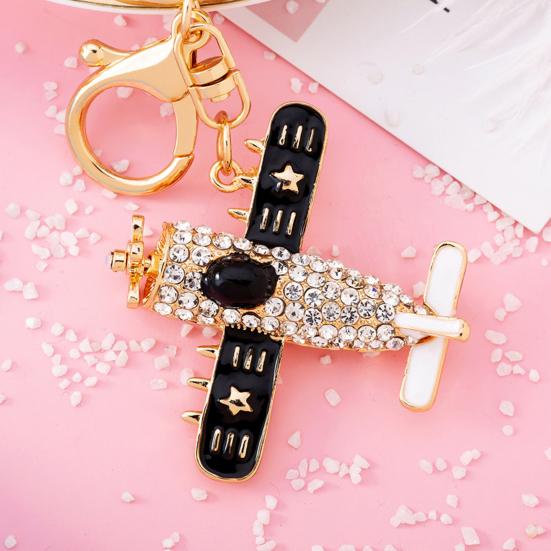 Sparkling Airplane Keychain for Women Girls Cute Rhinestone Airplane Keyring Pendant Handbag Purse Charm for Bag Wallet