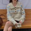 Fair Island sweater women's autumn and winter polo lapel soft waxy jacquard knitted sweater with bottoming top