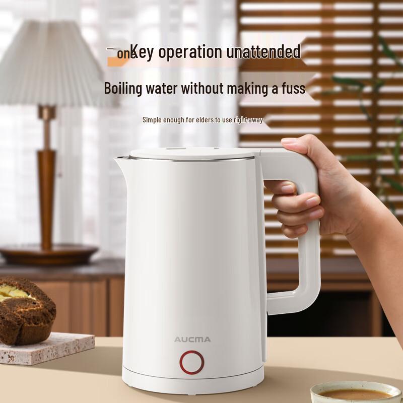 AUCMA 1.8L 304 Stainless Steel Double-Wall Electric Kettle