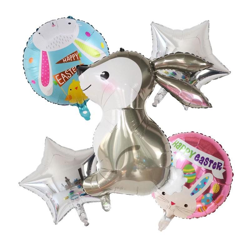 1/5Pcs Easter Balloon Party Supplies Cute Bunny Easter Balloons Spring Themed Easter Bunny Birthday Party Decoration