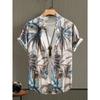 Camicia Hawaiana Morbida da Uomo Estiva con Stampe Vivaci di Foglie della Giungla e Fiori Esotici Collo a Revers Bottoni Top Abbigliamento Unisex Oversize