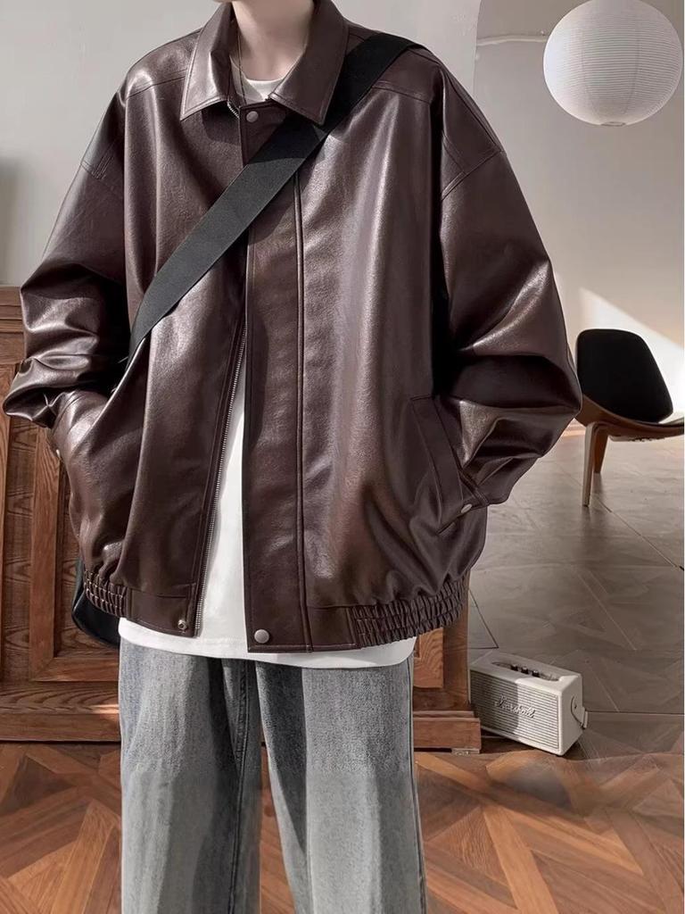 Men's High-End Retro Leather Jacket - Autumn/Winter Casual PU Lapel