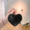 Love Heart Plush Bag Pendant Fluffy Ball Car Key Ring Imitation Rabbit Fur Solid Color Key Chain Bag Accessories