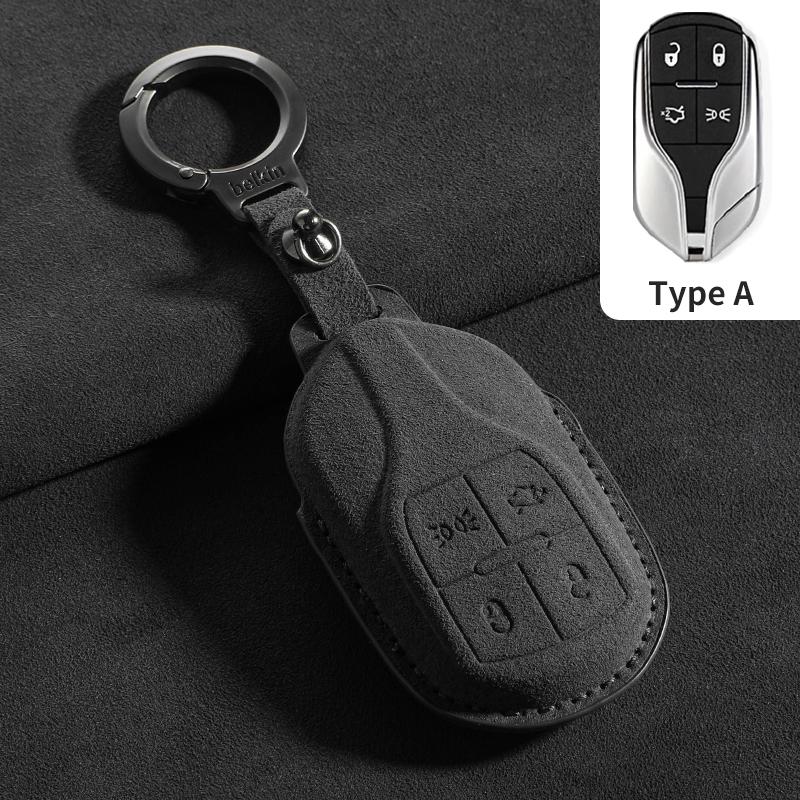 Leather Car Key Case For Maserati Ghibli President Grecale Levante Granturismo Quattroporte Grancabrio Mc2 Fob Auto Accessories