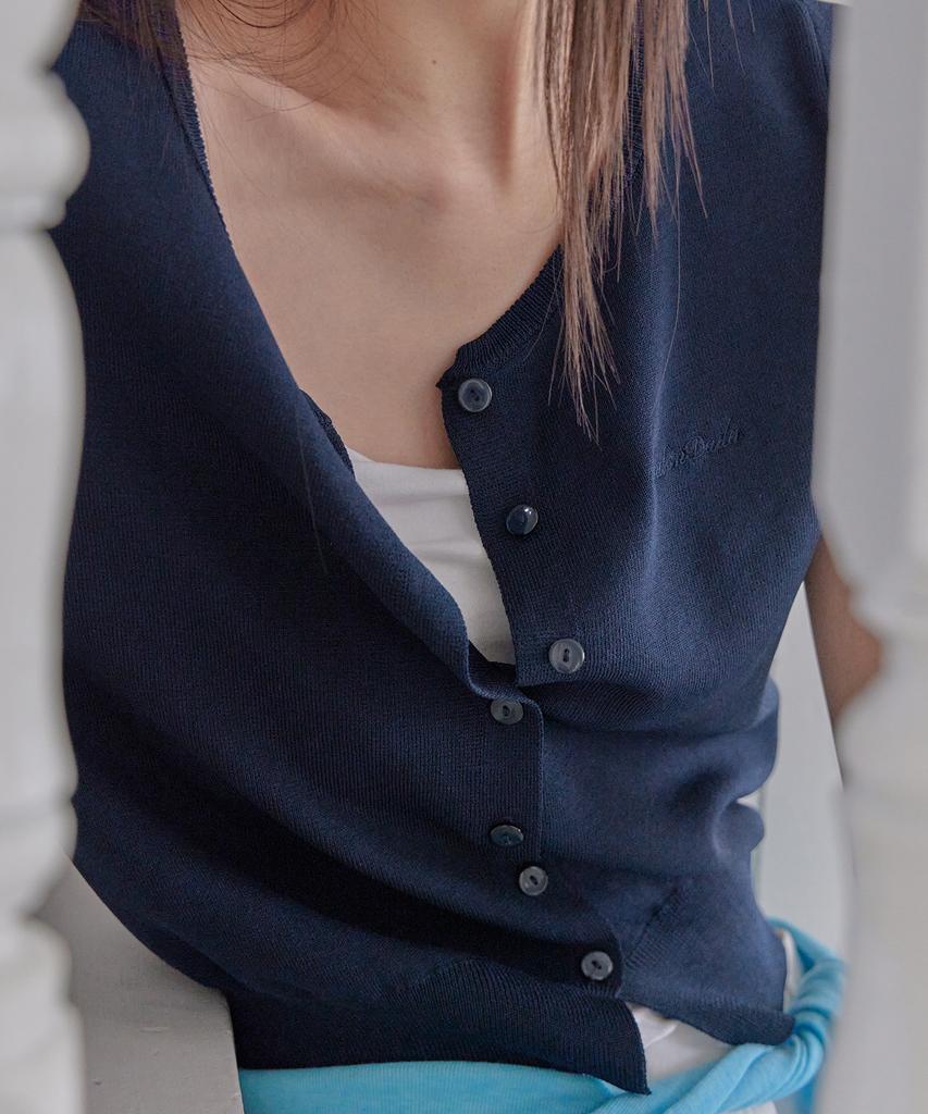 Londonda Viscose Button Knit Cardigan, Navy